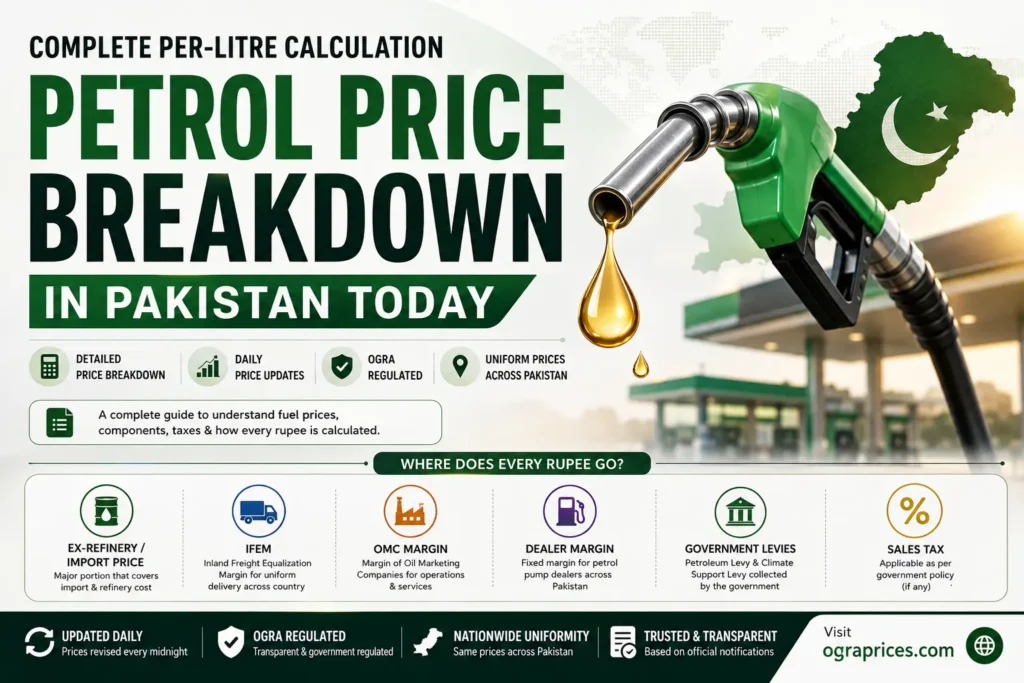 Petrol Price Breakdown in Pakistan Today Complete Per-Litre Calculation